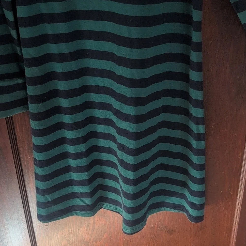 Duffield Lane Green And Navy Stripe Button Back Long Sleeve Shirt Dress Size Sm - Picture 4 of 7